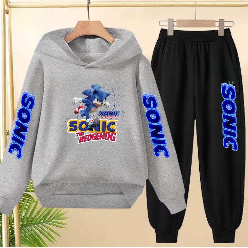 Kids 3-12Yrs Autumn Hoodie Anime Products Clothing Sports Pullover Sweatshirt+Pants Two-Piece Set Boys Girls Toddler Leisure Set