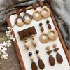Forest Grass & Trees Wooden Woven Earrings: Ethnic Retro Hollow-Out Ear Jewelry for Women
