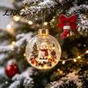 Winter Theme Party Supplies 3D Christmas Animal Faux Crystal Ball Ornament, Lighted Acrylic Hanging Decor Warm Light Scenes with Hedgehog Penguin
