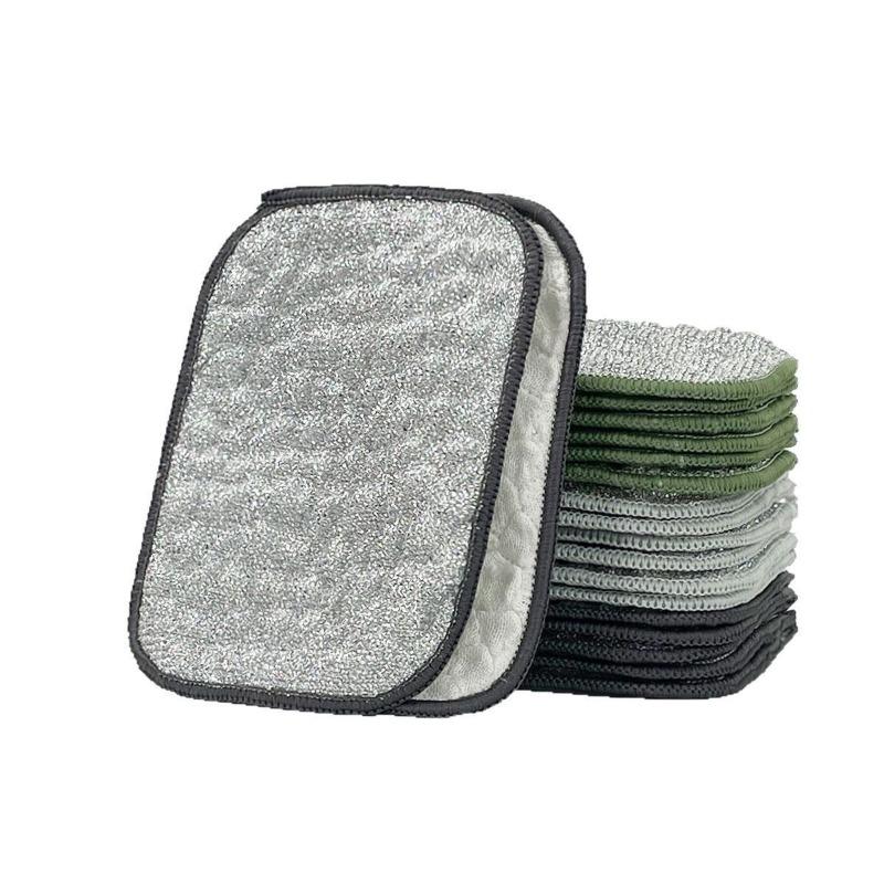 3Pcs New Generation Kitchen Cleaning Cloth Double-sided Silver Silk Cotton Thread Cleaning Cloth Dishcloth Cleaning Pad