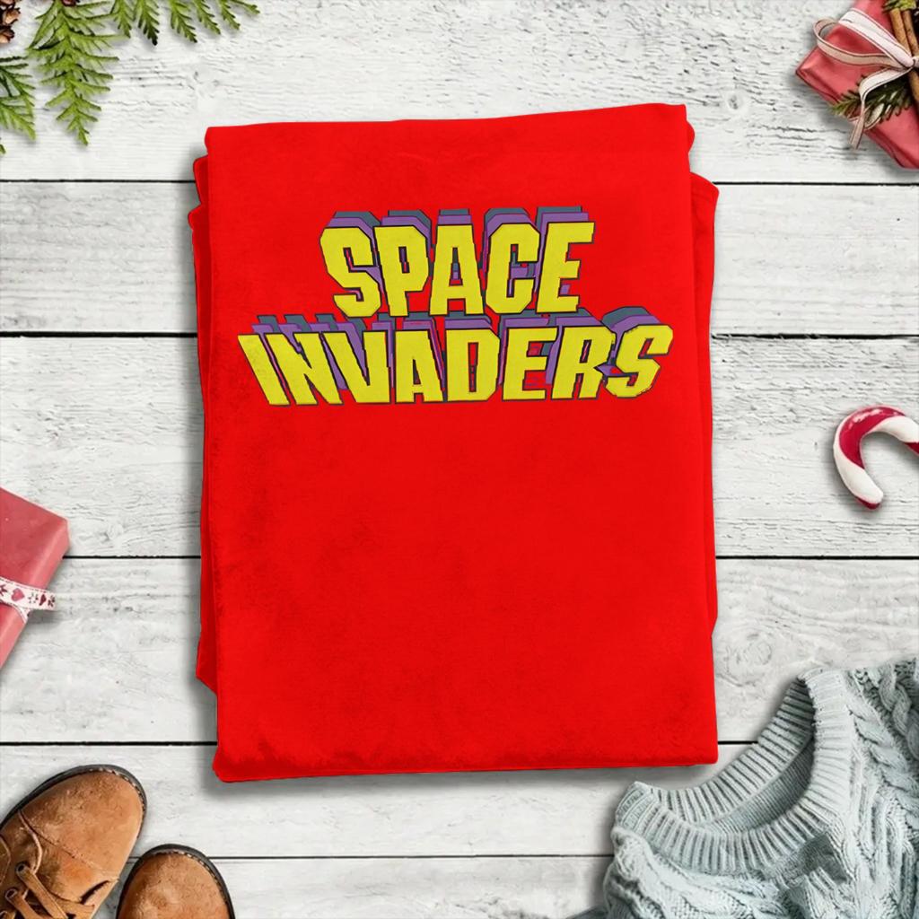 Vintage Space Invaders Logo TShirt for Unisex Round Collar Pure Cotton T Shirt Short Sleeve Tees 4XL 5XL Tops