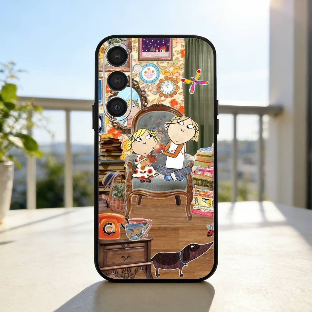 C-Charlie And L-Lola Anime Phone Case For Samsung A73,72,71,53,52,51,22,91,80, Soft Black Cover Samsung a12