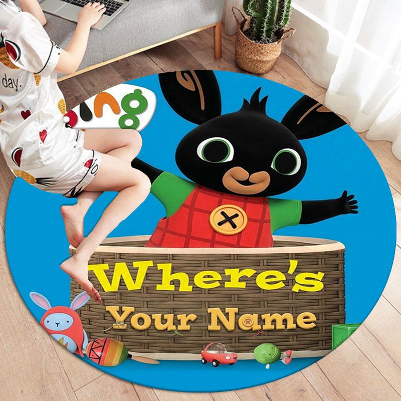 Bing Custom Name Round Area Rug,Carpet Rug for Living Room Bedroom Sofa Playroom Decor,Non-slip Floor Mat