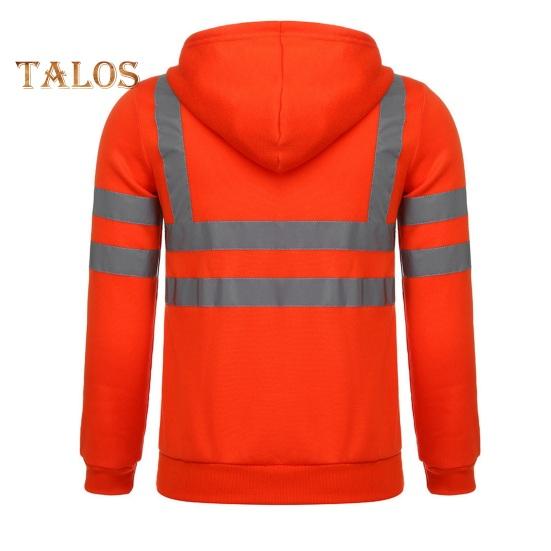 Reflective Safety Hoodie 360 Degree Reflective Zones High Visibility Quick Dry Long Sleeves Outdoor Construction Worker Top for Night Shift Running