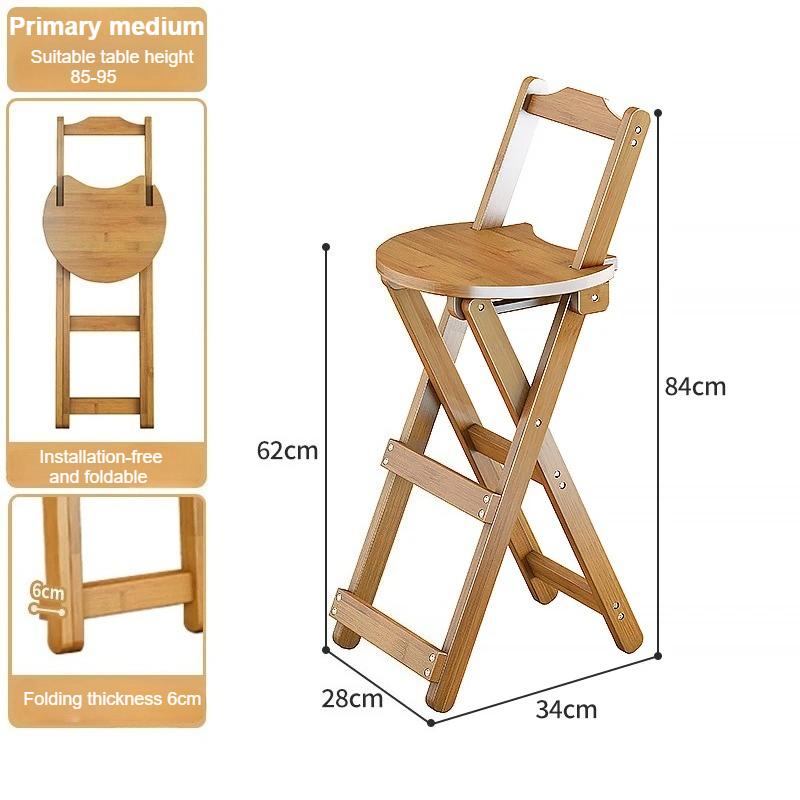 Bamboo Small Dining Chair  Foldable Art Stool Multi-Functional Bar Chair  Simple and Stable High Foot Stool