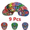 9Pcs/set Of DIY Multicolor Skull Clothing Patch Fashion Jeans Embroidery Fabric Badges In Random Colors