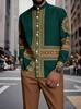 1116 Spring and Autumn Men's Men's Suit 1D Printed African Ethnic Style Stand-Up Neck Long Sleeve Pants Shirt Hugh