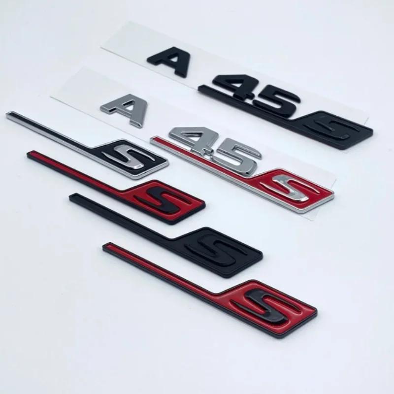 3d ABS red and black S logo A35S A45S letter badge sticker is suitable for Mercedes-Benz A45S AMG W176 W177 automotive supplies.