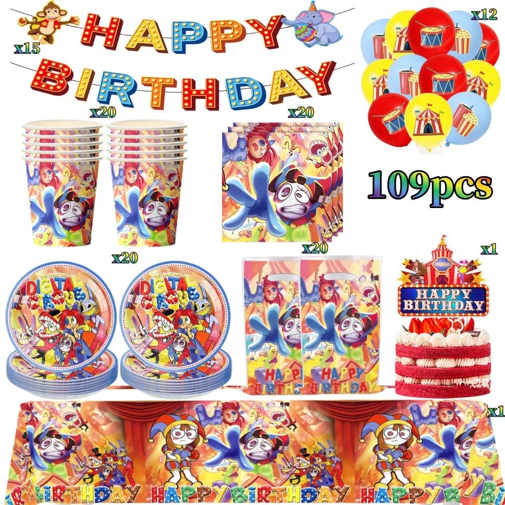 Digitaled Circus Birthday Party Decoration Amazing Tableware Tablecloth Plate Cup Napkin Gift Bags Circus Party Favors Supplies