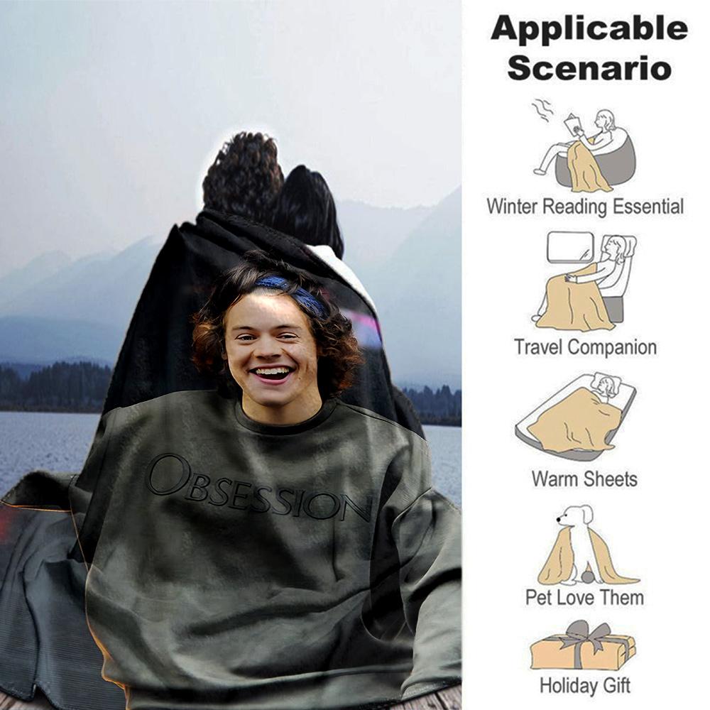 Obsession Streetwear Style Flannel Blanket Super Soft Warm Cozy Blanket for Sofa Bed Office Travel All‑Season Home Decor Gift