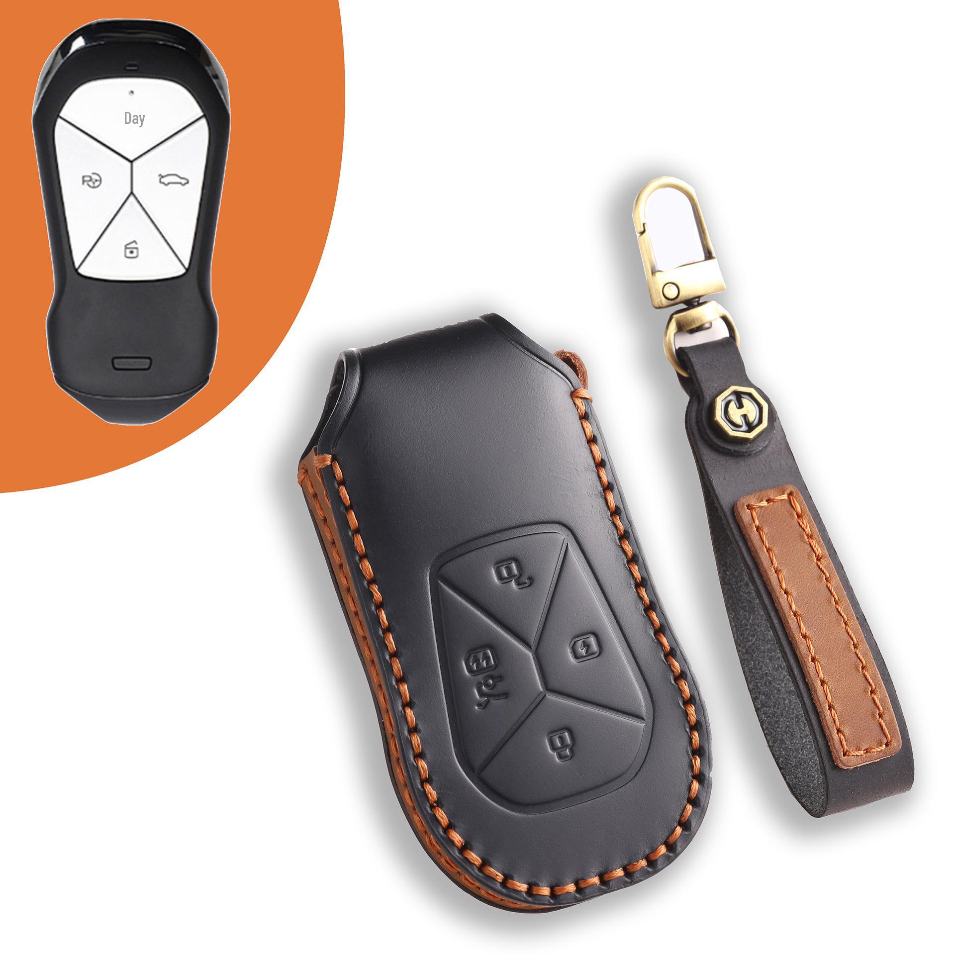 

Premium Leather Key Cover for Xiaopeng G6/G9/P7i/P5 - Sophisticated Car Key Protection Shell with Buckle чёрный