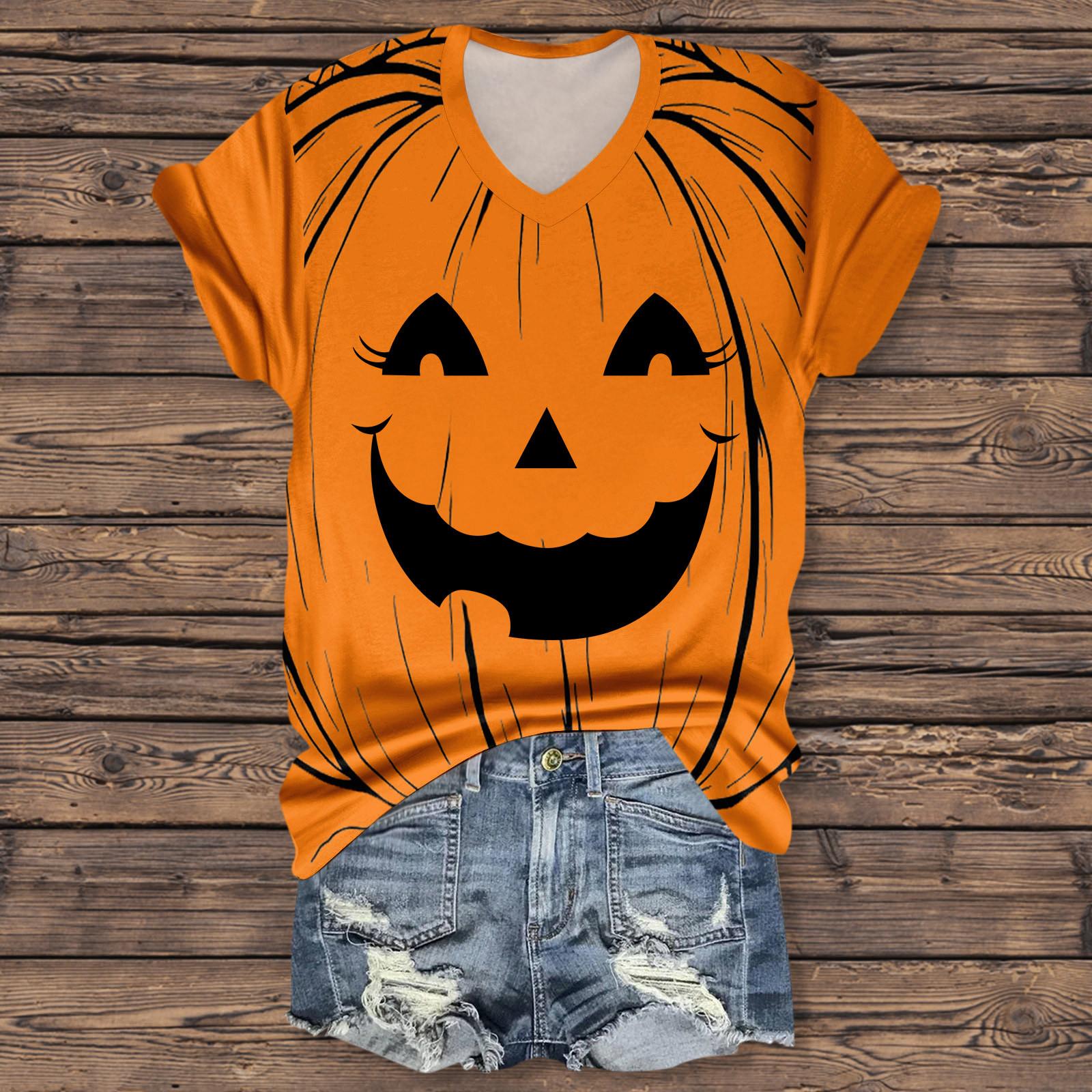 

Женская мода повседневная рубашка с рукавом три четверти и принтом букв на Хэллоуин XXL чёрный