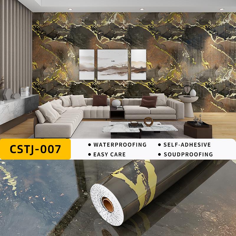 Self-Adhesive Waterproof Imitation Marble Tile Wall Sticker for Bathroom, Living Room, Kitchen, and TV Background.