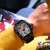 Luxury Watch Men Wrist Watches Tonneau Multifunction Graffiti Dial Auto Date Waterproof Sports Casual Clock Men Quartz Watches