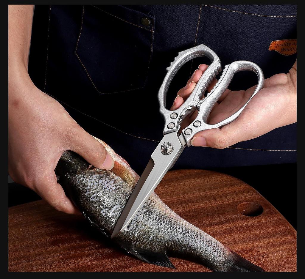 Multifunctional Kitchen Scissors: Stainless Steel for Barbecue, Fish, and Chicken Bones