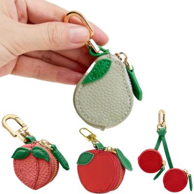 Stylish Mini Fruit Keychain Purse Charming Leather Pear Shaped Wallet Portable Cute Design Keychain Purse Girl Accessories