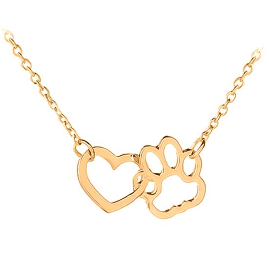 

Women Hollow Heart Pet Footprint Pendant Chain Necklace Clavicle Jewelry Gift золотистый