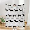Paw Bone Mixed Dachshund Print Throw Blanket For Indoor Space Sofa Bedroom Office Birthday Cute Pet Blessing Theme Party Gift