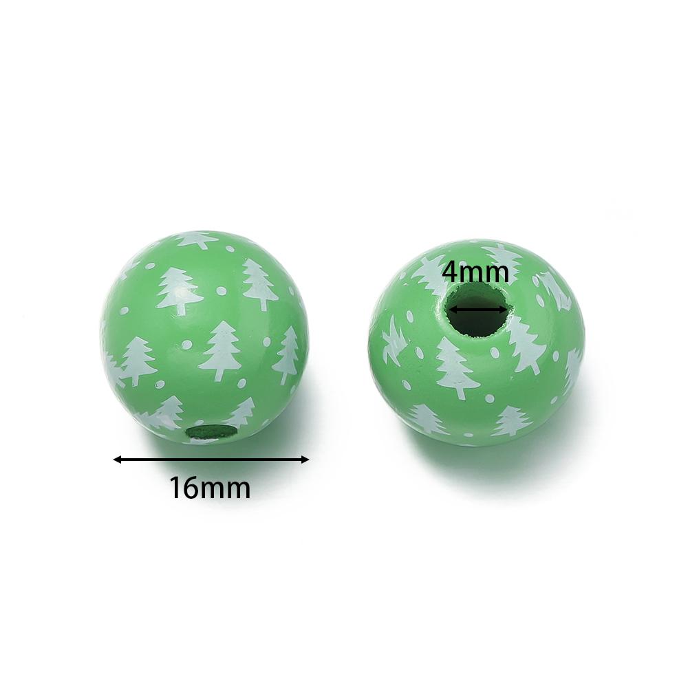 5/10Pcs Wooden Round Printed Beads Christmas Spacer Bead for DIY Bracelet Necklace Earrings Jewelry Making Accessories 16mm