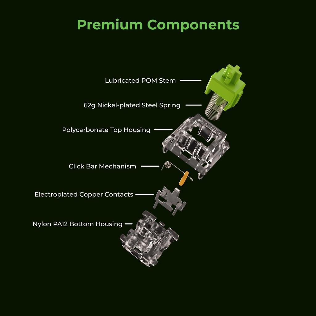 Glorious RAPTOR Clickey Switch Lubed, Pre-lubricated Key Switch (GLO-SWT-RAPTOR-LUBED KB759)
