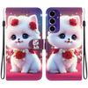 Leather Case Flip Handmade Pu For Samsung Galaxy A16 4g5g A165fa166b Antislip Shockproof Cover With Wrist Strap Heartrose Cat Designs