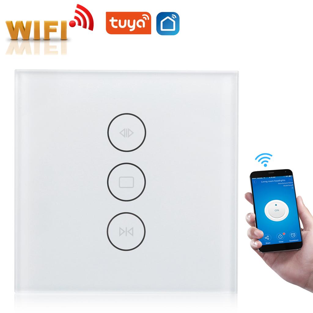 Smart WiFi Curtain Switch Touch Panel Timer APP Voice Control for Google Home for Tuya EU Plug 110‑240V