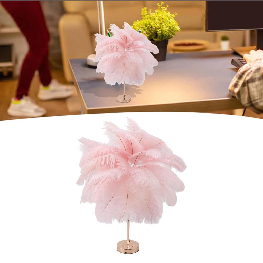 Decorative Table Lamp 30PCS Feathers USB Rechargeable Light Touch Control Desk Light Built in Battery