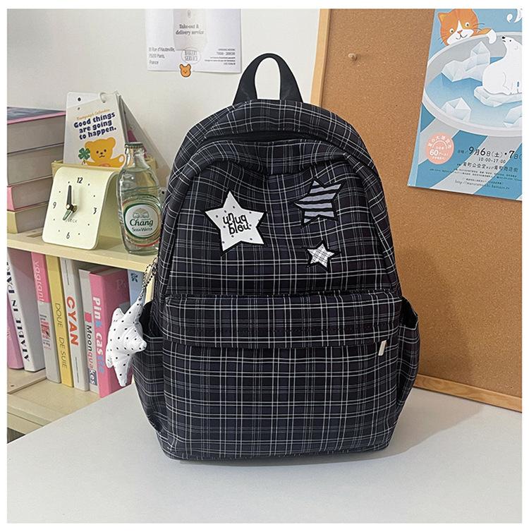 Schoolbag Japanese Plaid Backpack Female Ins New College Style Student Schoolbag Versatile Leisure Large Capacity Travel Backpack