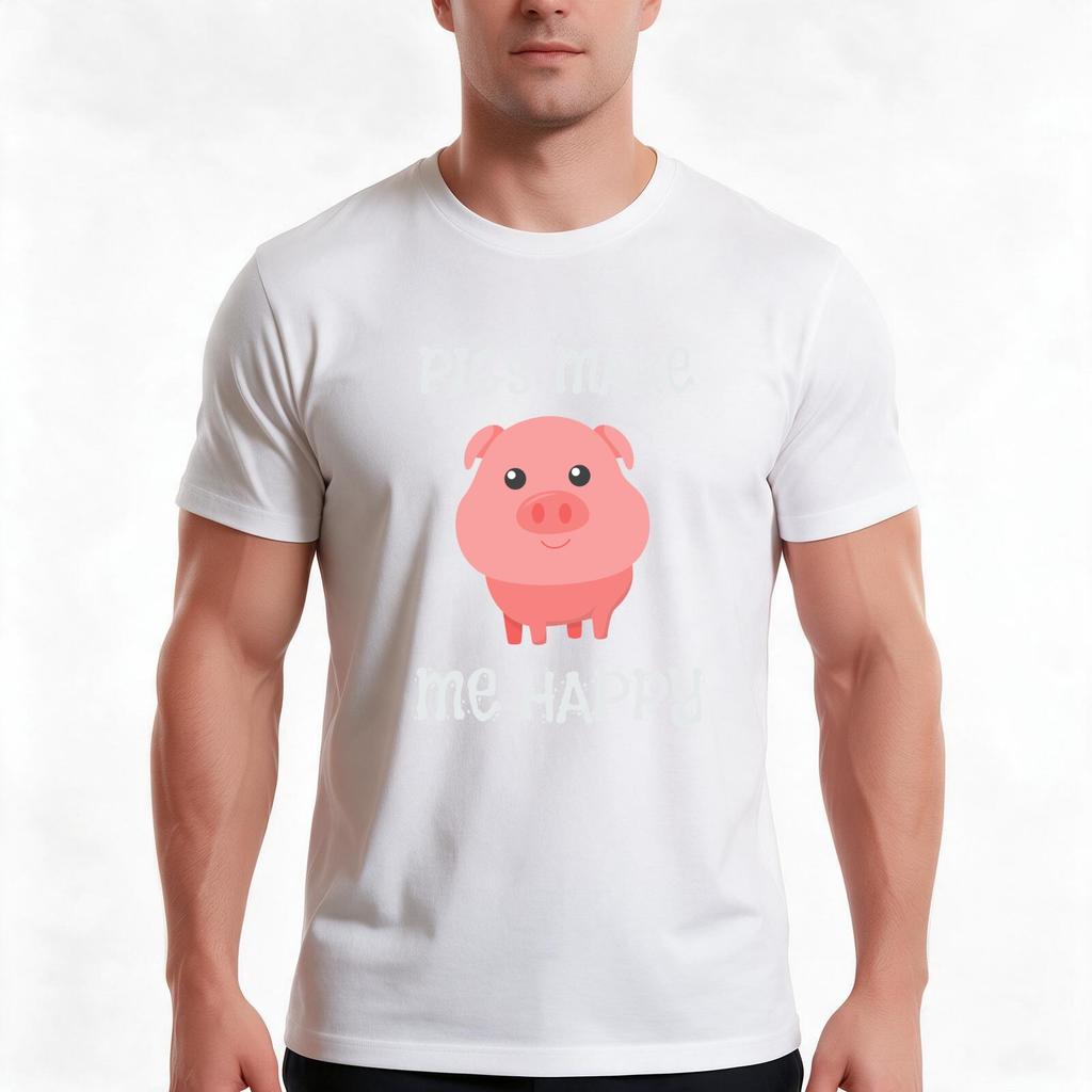 Adorable Pigs Make Me Happy Cute Piglet Pig Girl Tshirt Summer Casual Cotton Tee Oversized Streetwear Tops Unisex Unisex Unisex