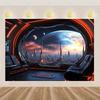 Futuristic Spaceship Cockpit Planet View Sci Fi Cityscape Tapestry Wall Hanging For Bedroom Gamer Room Decor Space Art Printhome