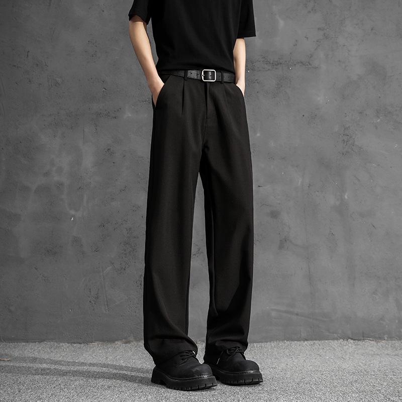 Men’s High-Waisted Black Loose-Fit Straight-Leg Dress Pants – New Autumn Casual.