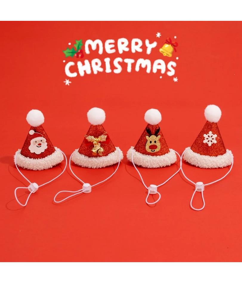 Reusable Christmas Cat Hat Cute Cartoon Autumn Winter Xmas Cat Custom Red Decorative Pets Dress Up Supplies for Dogs