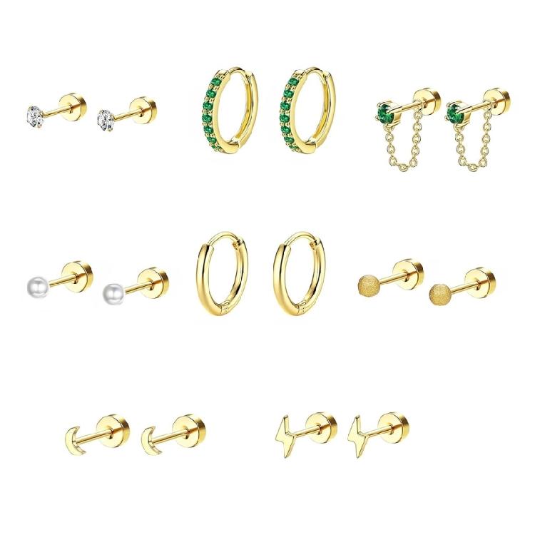Stainless Steel Threaded Ear Studs For Piercing Fade Resistant Material Easy Maintenance Secure Fit Day Night Wear