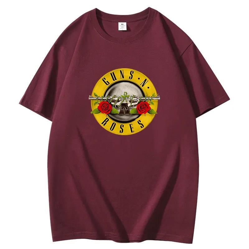 

2024 Summer Men Guns N Roses Printed T-Shirt Cotton Hard Rock Band Men And Women Te Hip Hop Music Clothing 4XL