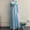 GMXIA Semi-turtleneck Dress Women's Long Sleeve Tea Break Waist Skirt