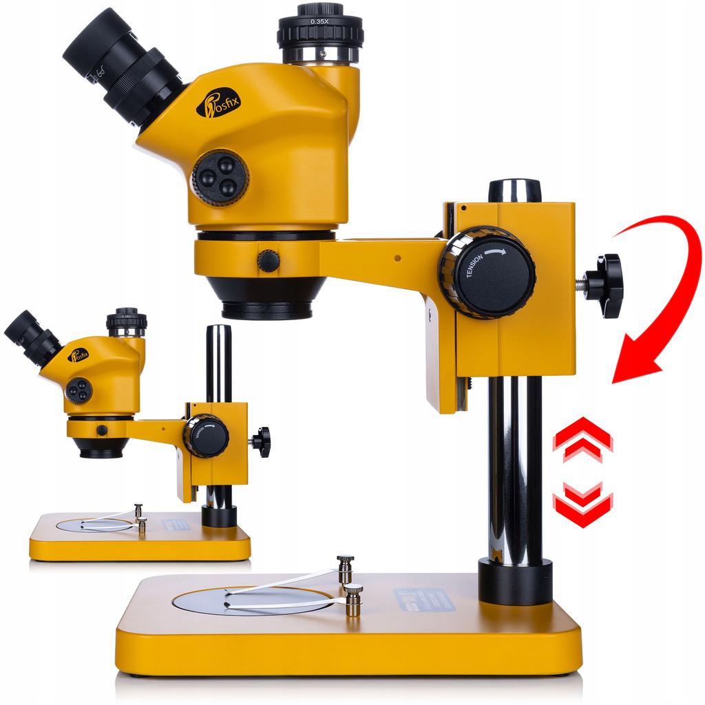 Rosfix Mikroskop Trinokularowy 7–50x Z Kamerą USB 5MP – Optyka Greenough | Odległość Robocza 102 Mm | Zestaw Z Oświetlaczem LED 56x