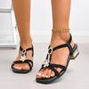 Fashion 2025 Summer New Women's Sandals Stylish Thick Heel Metal Elastic Sliding Women's Shoes Casual Style Comfortable Sandals Zapatos