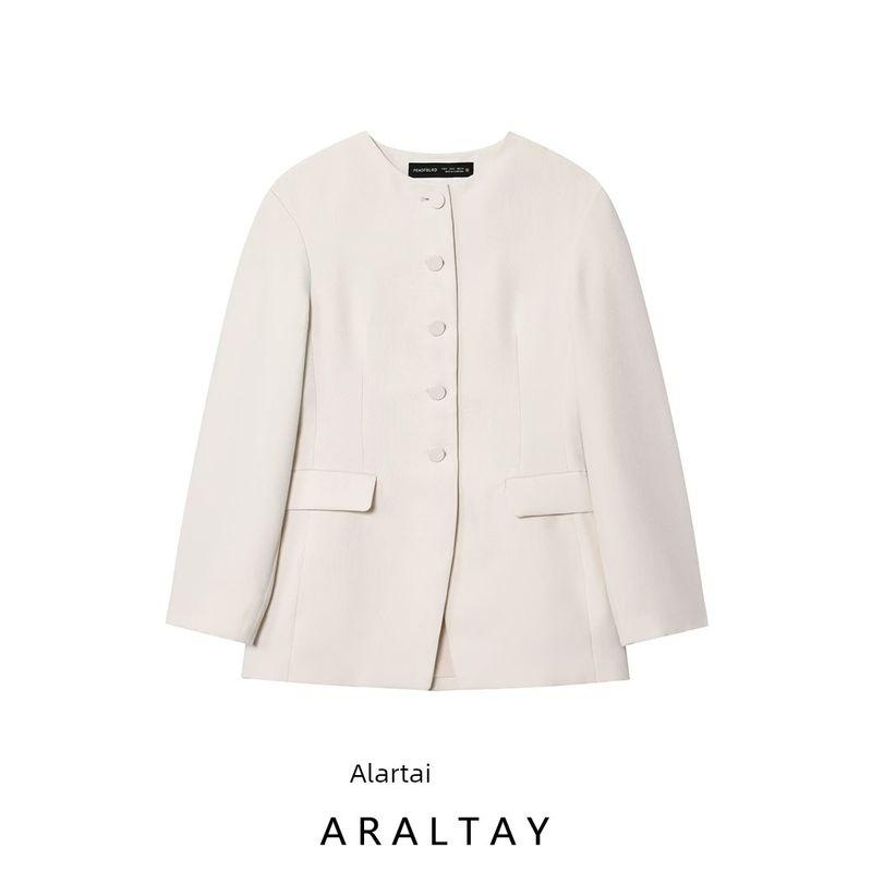 Araltay New Arrival Fashion Style Women's Clothing Fashion All-Match Minimalist Pure Color Collarless Suit Outwear 1290948