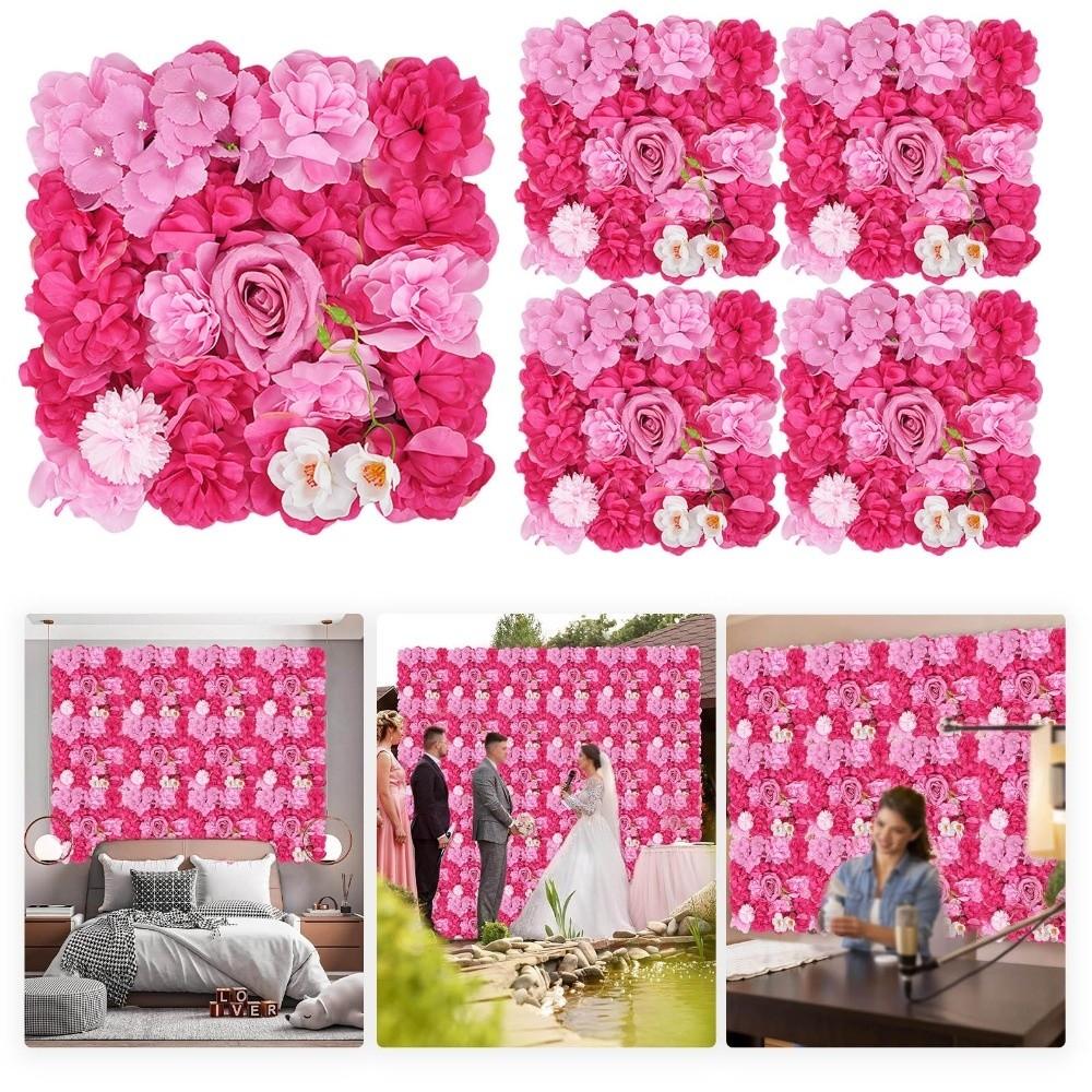 3D Rose Rose Flower Wall Pink Silk Artificial Flower Backdrop  Birthday Party