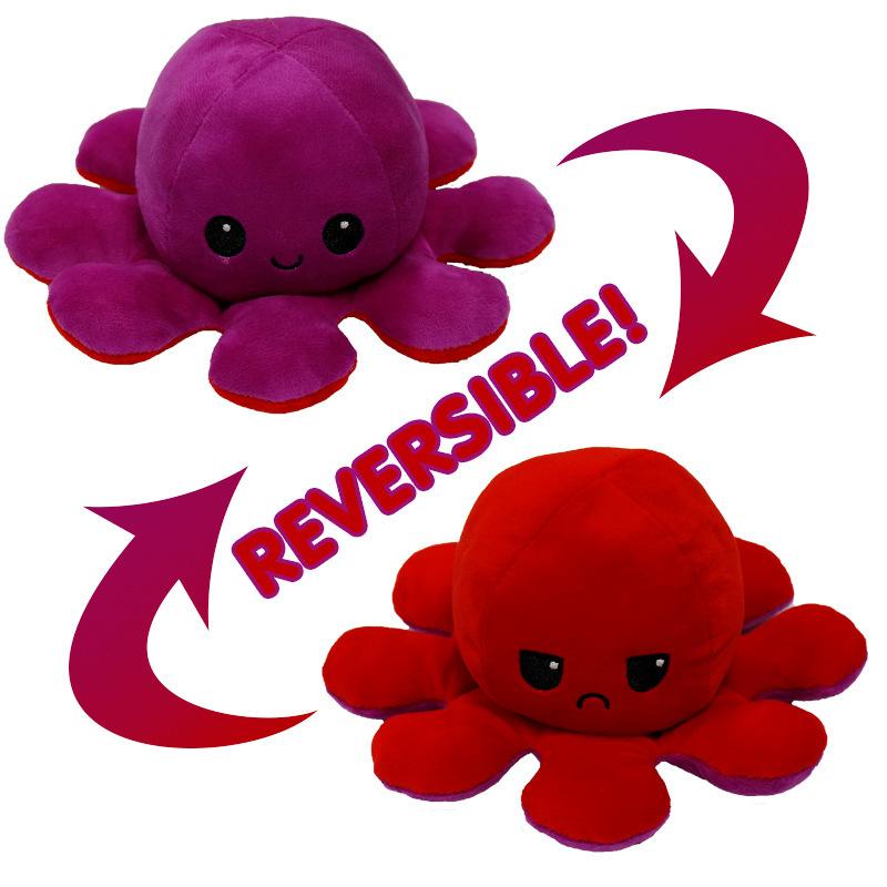 Reversible Flip Stuffed Octopus Plush  Doll Soft Simulation Reversible Plush Toy Double-sided Color