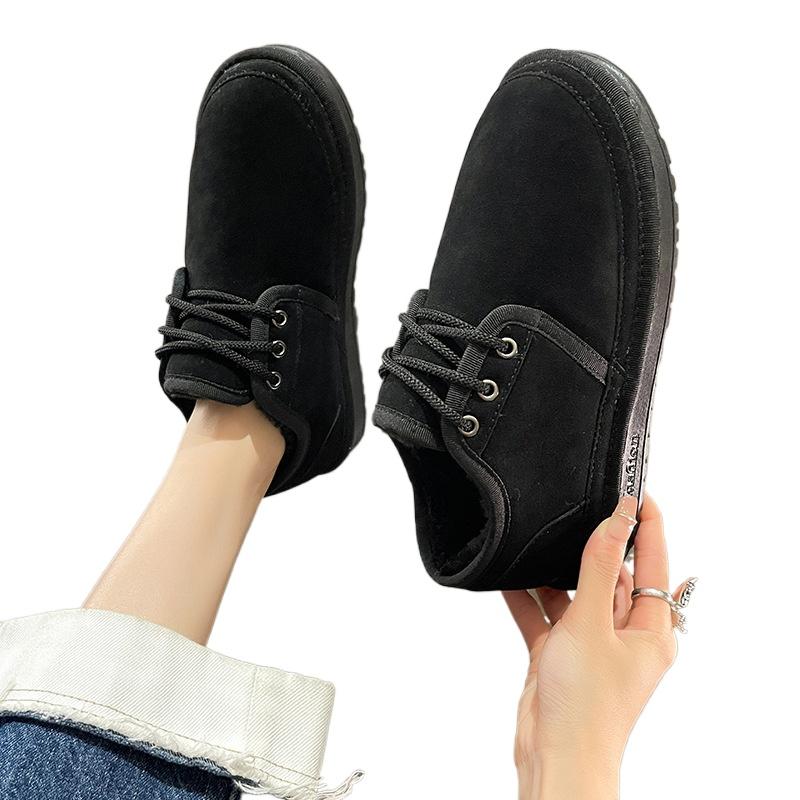 

Winter flat cotton shoes women s shoes round toe lace up minimalist versatile snow cotton retro comfortable snow boots 44
