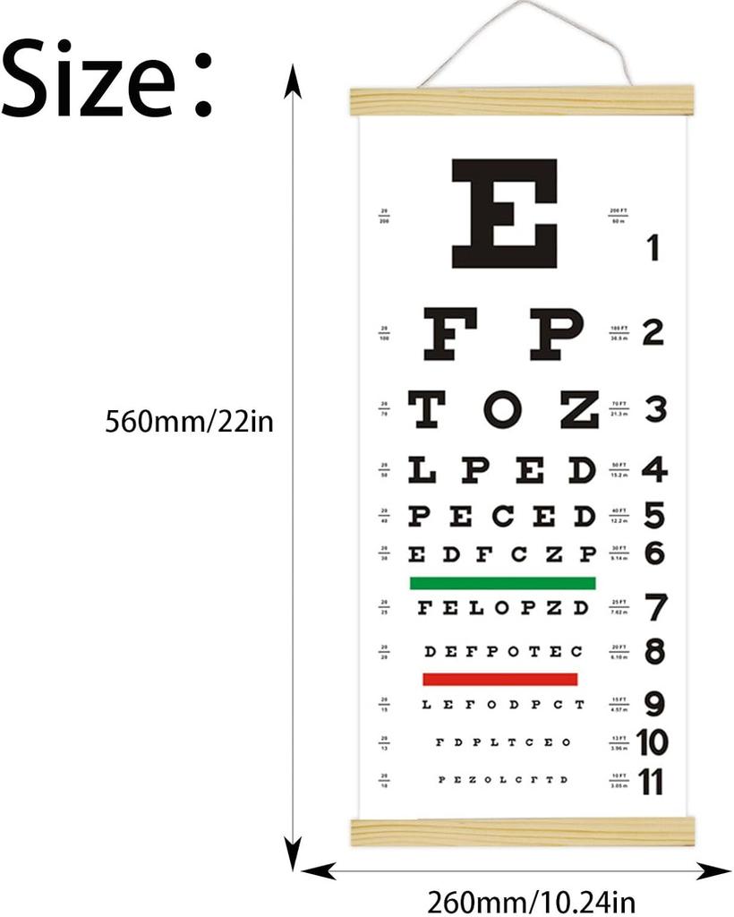 3-teiliges Set 20-Fuß Holzrahmen Sichtprüfkarte Weiß inklusive Zeigestange und Augenmaskenplatte