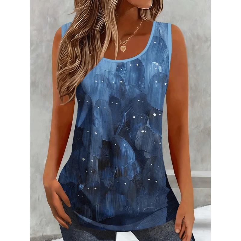 Sommer Damen 3D Gedrucktes Ärmelloses T-Shirt Mode Vielseitig Atmungsaktiv Trend Lässig