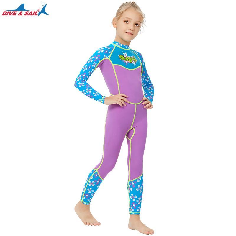 Girls Long Sleeve Full Coverage Swimsuit With UPF Protection Swimming Diving Hot Activities