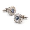 Men'S Cufflinks, High Quality Light Luxury Inlaid With Blue Zircon Square Silver Sleeve Stud Buttons Xk21S009