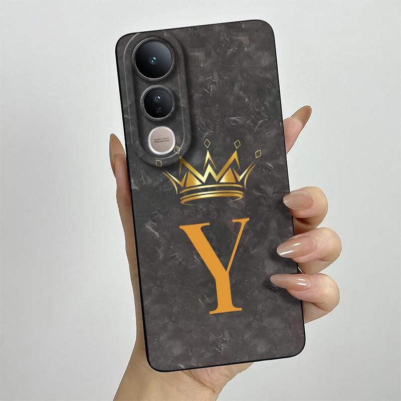 For Vivo V50 Lite Case V2441 Fashion Crown Letters Phone Shell Soft Liquid Silicone Back Cover Full Protection Shockproof Bumper