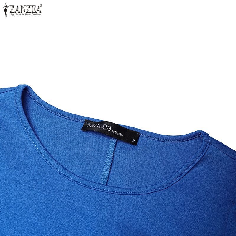 ZANZEA Abito da donna elegante a tubino casual con scollo rotondo e maniche corte