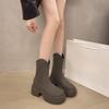 New Women's Shoes: Round Toe, Thick Heel, Thick-soled Boots, Zipper Slimming Boots, and Short Boots