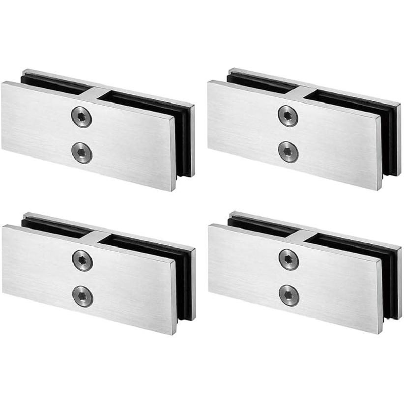 LukLoy Railing Glass to Glass Clamp, Stainless Steel 304 Bracket for Glass Balustrade Railing Pool Fence (4 Pieces 180°)