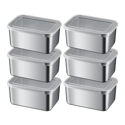 CHFNJJ Edelstahl Aufbewahrung Edelstahl Tief Küche Lebensmittelaufbewahrung Kühlschrank PE Deckel Inklusive Behälter, Tablett, Design, Behälter, Sicher,